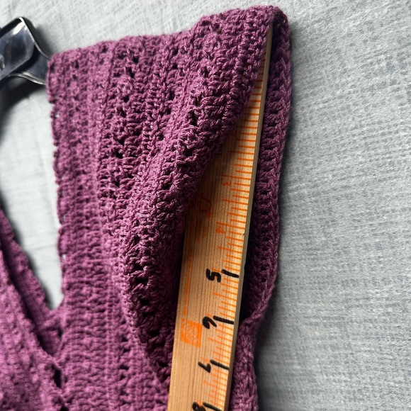 Hand crochet vest purple V Neck open center lace Small no tag Vintage 80’s - Picture 10 of 10